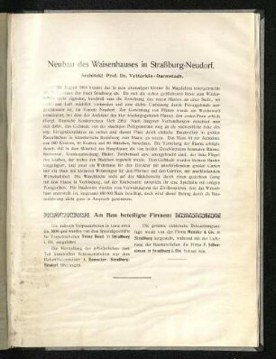 Neubau des Waisenhauses in Straßburg-Neudorf