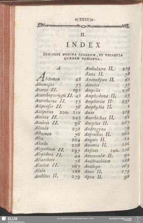 II. Index Exhibens Nomina Generum, Et Vocabula Quaedam Praecipua