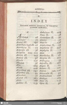 II. Index Exhibens Nomina Generum, Et Vocabula Quaedam Praecipua