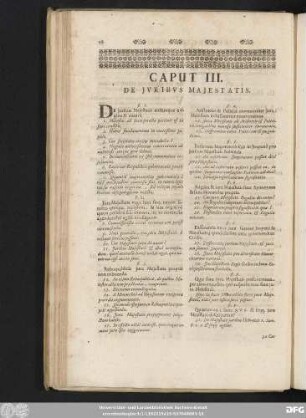 Caput III. De Iuribus Maiestatis.