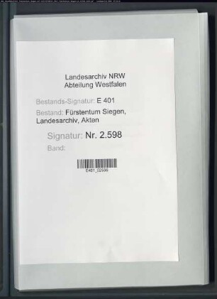 Religionsgravamina der Äbtissin und reformierten Kapitularinnen des im katholischen Landesteils des Fürstentums Nassau-Siegen liegenden adeligen Stifts Keppel