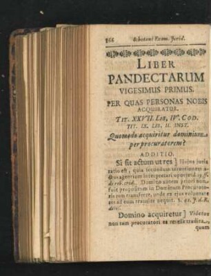 Liber Pandectarum [Quadragesimus] Vigesimus Primus.