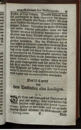 Das III. Capitel von dem Verbinden oder Bandagen.