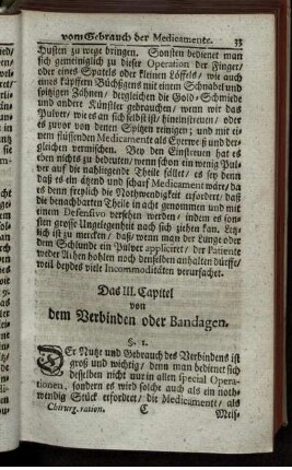 Das III. Capitel von dem Verbinden oder Bandagen.