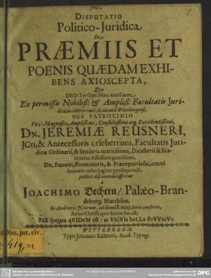 Disputatio de praemiis et poenis