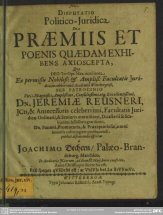 Disputatio de praemiis et poenis