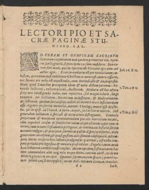 Lectori Pio Sacrae Paginae Studioso Sal.