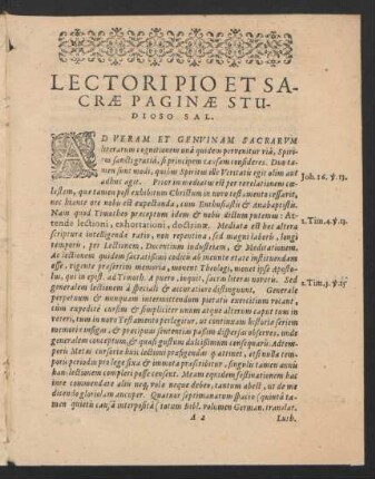 Lectori Pio Sacrae Paginae Studioso Sal.