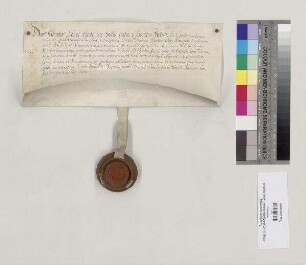 Bischof Albert von Regensburg quittiert Abt Placidus [Judmann] von St. Emmeram über zehn Pfund Regensburger Pfennige für die dem Bischof von Regensburg auf päpstliche Weisung jährlich geschuldeten 30 Pfund Turnosen (Turonensium parvorum). S=A