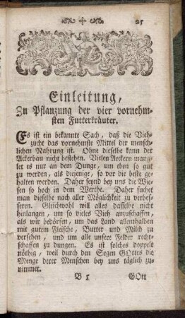 Einleitung, Zu Pflanzung der vier vornehmsten Futterkräuter.