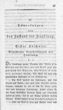 Erster Abschnitt. Allgemeine Eintheilungen der Handlung.
