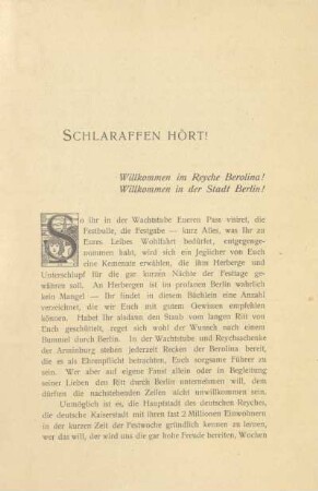 Schlaraffen hört!