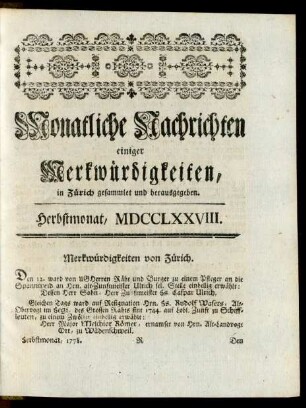 Herbstmonat, MDCCLXXVIII