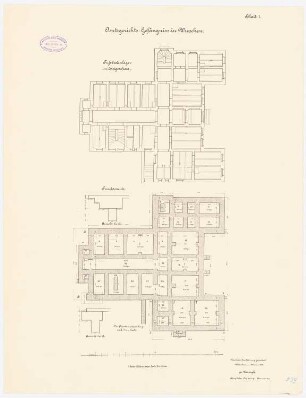 Amtsgericht und Gefängnis, Wreschen: Gefängnis: Grundriss Fundamente, Erdgeschoss-Fußbodenlager 1:100