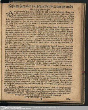 Etzliche Regulen von bequemer Zeit purgierende Artzney zugebrauchen