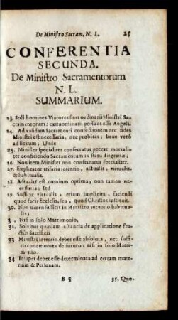 Conferentia Secunda. De Ministro Sacramentorum N. L.
