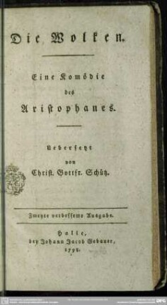 Die Wolken : Eine Komödie