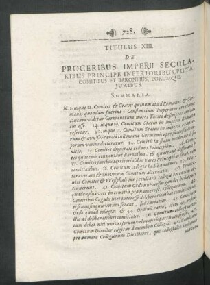 Titulus XIII. De Proceribus Imperii Secularibus Principe ...