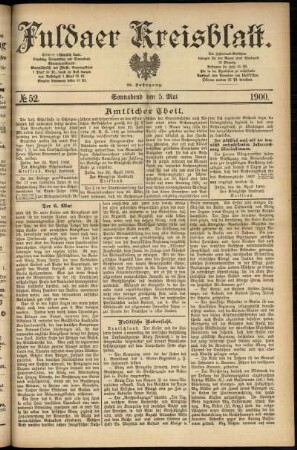Erste Ausgabe vom Samstag, den 05. Mai 1900.