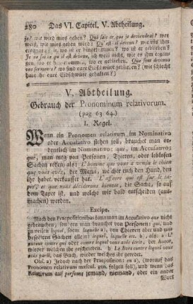 V. Abtheilung. Gebrauch der Pronominum relativorum.