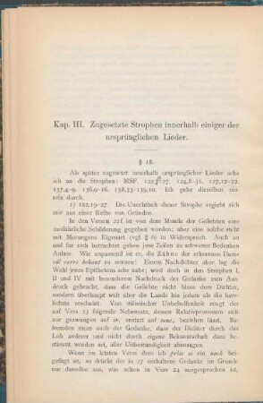 Kap. III. Zugesetzte Strophen innerhalb einiger der ursprünglichen Lieder.