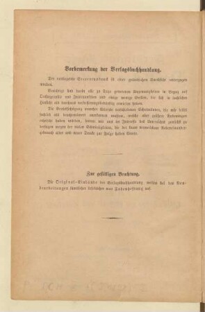 Vorbemerkung der Verlagsbuchhandlung