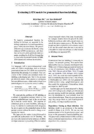 Evaluating LSTM models for grammatical function labelling