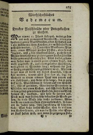 Wirthschaftliches Vademecum