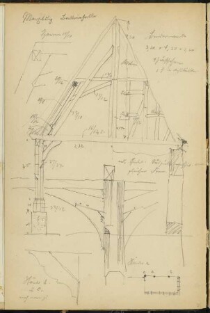 Marksburg, Braubach: Schnitt, Details (aus: Skizzen- und Fotoalbum 1)