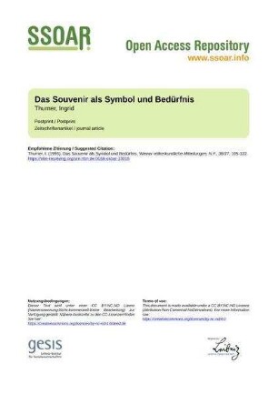 Das Souvenir als Symbol und Bedürfnis