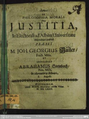 Ex Philosophia Morali De Iustitia
