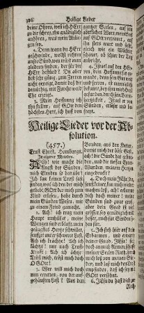 Heilige Lieder vor der Absolution. - Heilige Lieder nach der Absolution.