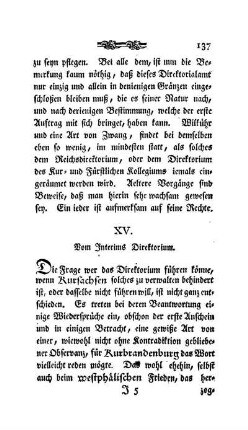 XV. Vom Interims Direktorium.