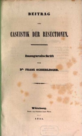 Beitrag zur Casuistik der Resectionen