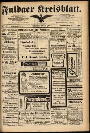 Zweite Ausgabe vom Samstag, den 12. Juli 1902.
