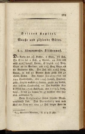 Drittes Kapitel. Maaße und zählende Güter.