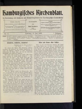 Nr. 12. Hamburg, 19. Juni 1904. 1. Jahrgang.
