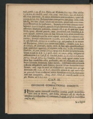Cap. III. De Divisione Condictionis Indebiti.