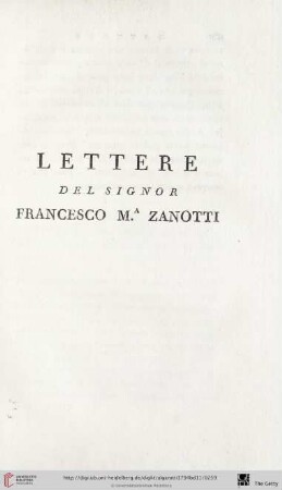 Lettere del Signor Francesco M.A Zanotti