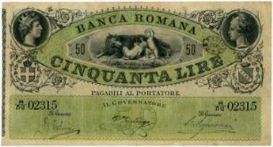 Geldschein, 50 Lire, 1890