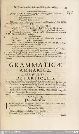 Grammaticae Amharicae Liber Quintus, De Particulis