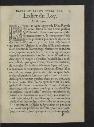 Ledict du Roy.