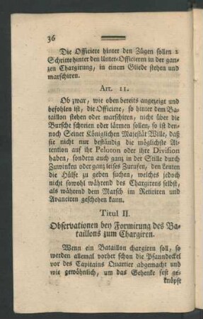 Titul II. Observationen bey Formirung des Bataillons zum Chargiren