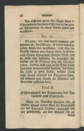 Titul II. Observationen bey Formirung des Bataillons zum Chargiren