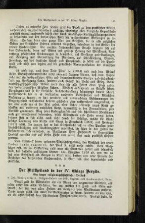 ¬Der¬ Weltheiland in der IV. Ekloge Vergils : ein kurzer religionsgeschichtlicher Versuch