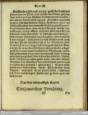Das drey und dreyssigste Capitel. Stuthenmeisters Verrichtung