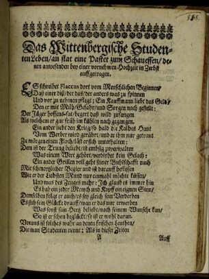Das Wittenbergische Studenten Leben/ [...]