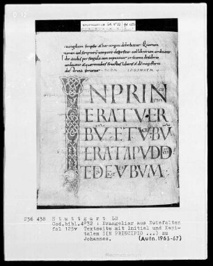 Evangeliar aus Zwiefalten — Initiale I(N PRINCIPIO), Folio 125verso