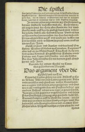 Das argument uber die Epistel Pauli tzu Tito.