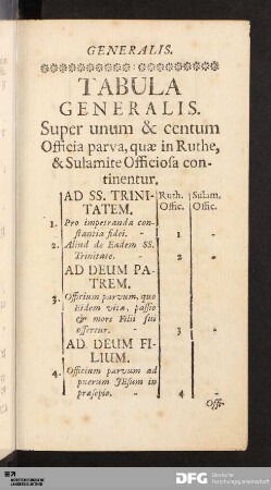 Tabula Generalis.
